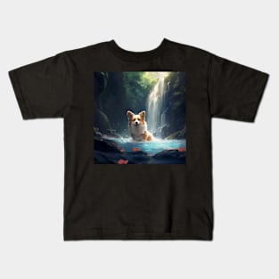 Waterfall Corgi Kids T-Shirt